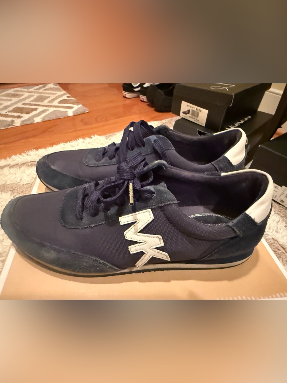 MICHAEL Michael Kors Navy Sneakers with White MK Accent